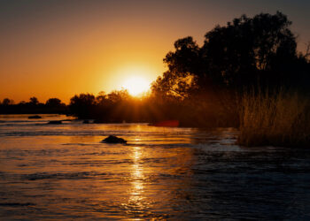 Sunset at the Cubango-Okavango River Basin.