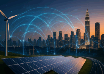 Digital ASEAN Growth — Renewable energy meets smart connectivity as Southeast Asia’s cities integrate solar, wind, and data infrastructure into a unified digital economy.