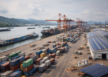 Port landscape in Southeast Asia.